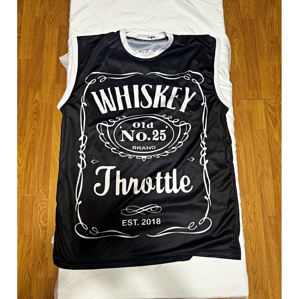 Deadpool Whiskey Throttle No. 25 Men's L Jersey Tank Sleeveless Black/White